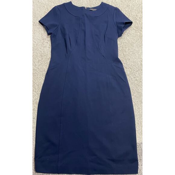 Brooks Brother Womens Size 8 Short Sleeve Crew Neck Sheath Dress Navy Tiny Flaw* - Picture 1 of 12